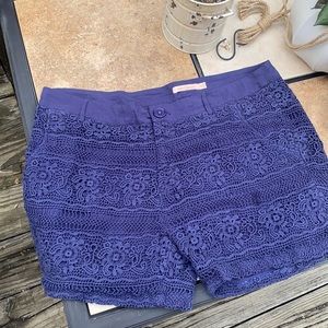 Size 14 navy blue crocheted look shorts